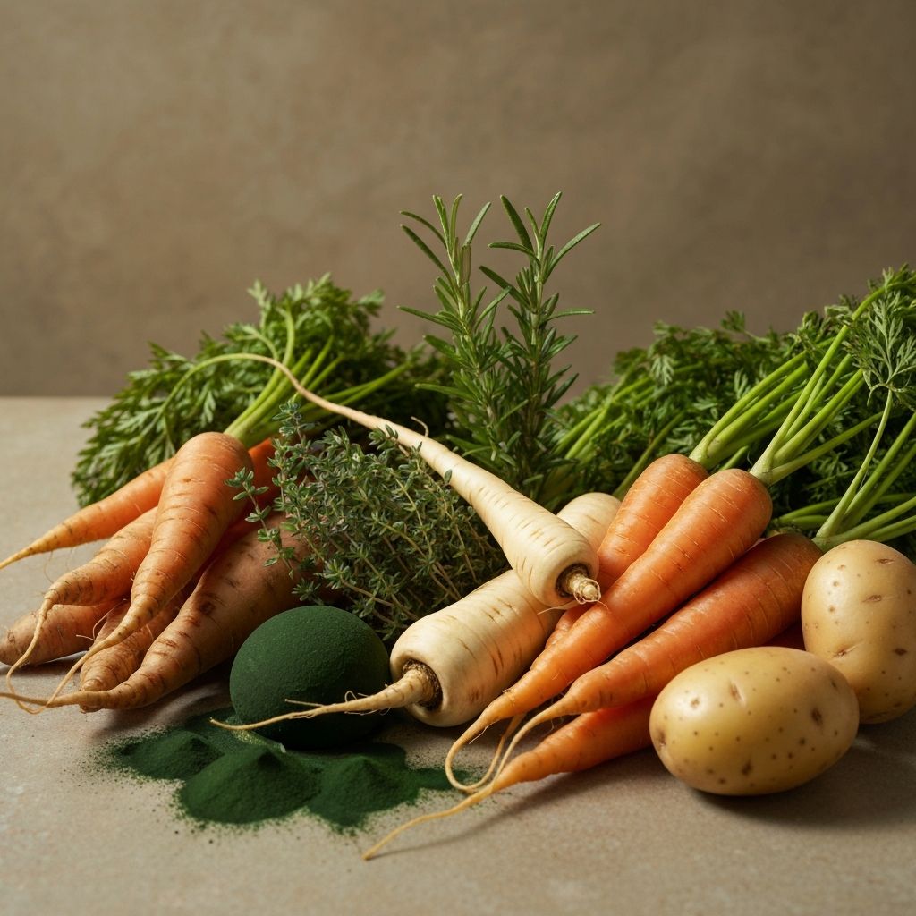 Energy-supporting root vegetables and botanicals