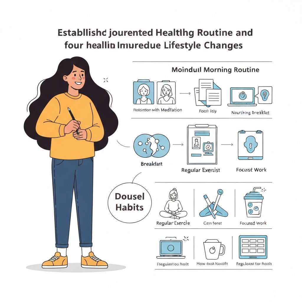 Illustration of establishing healthy daily routines and positive habits